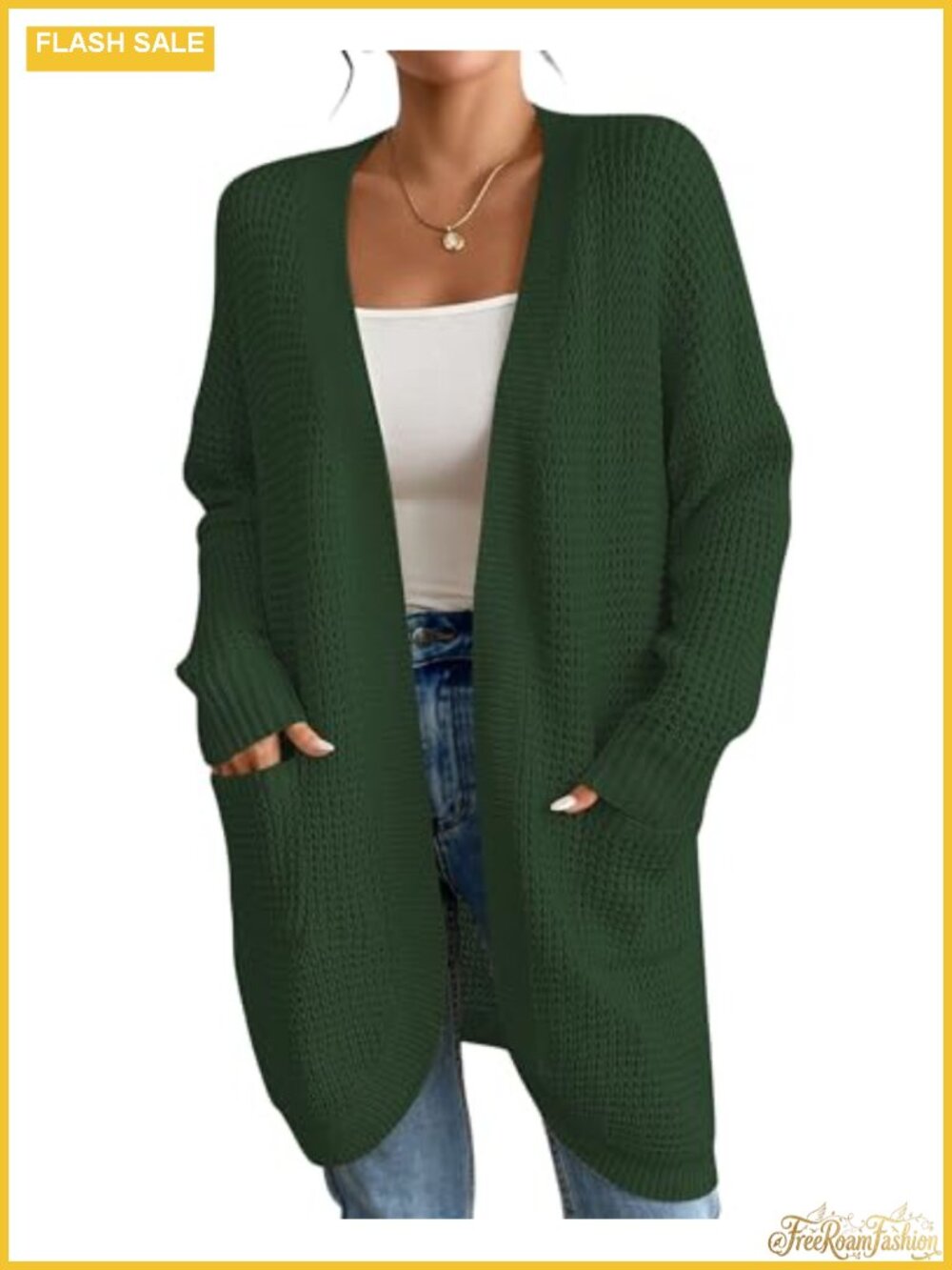 Women's Open Front Crochet Cardigan Sweater Long Sleeve